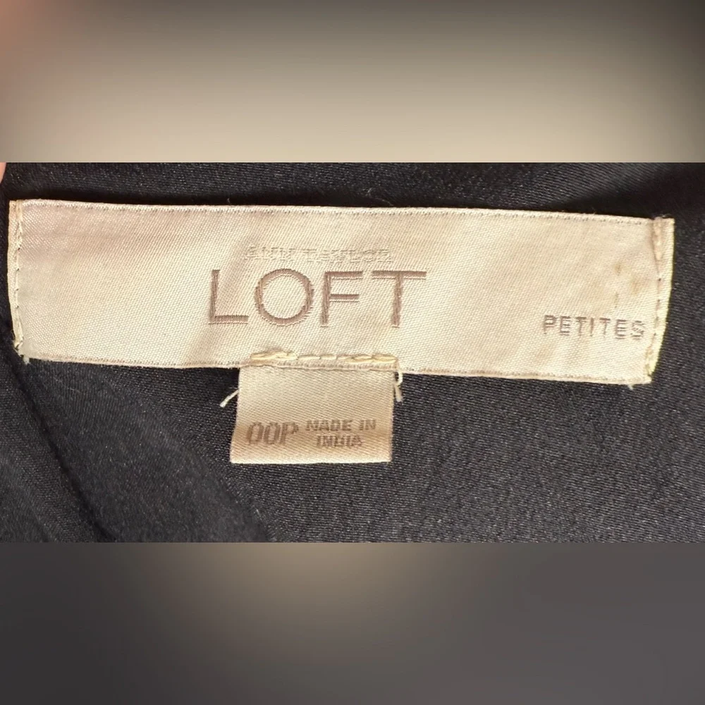 Ann Taylor Loft Long Sleeve Bird Print Dress in Black & Pastels Size 00P - Picture 7 of 9